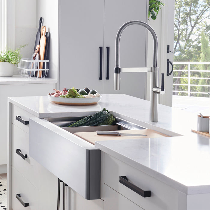 Quatrus R15 Ergon Apron Super Single Farmhouse Kitchen Sink