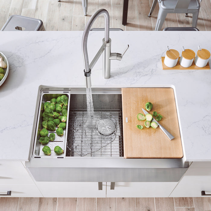 Quatrus R15 Ergon Apron Super Single Farmhouse Kitchen Sink