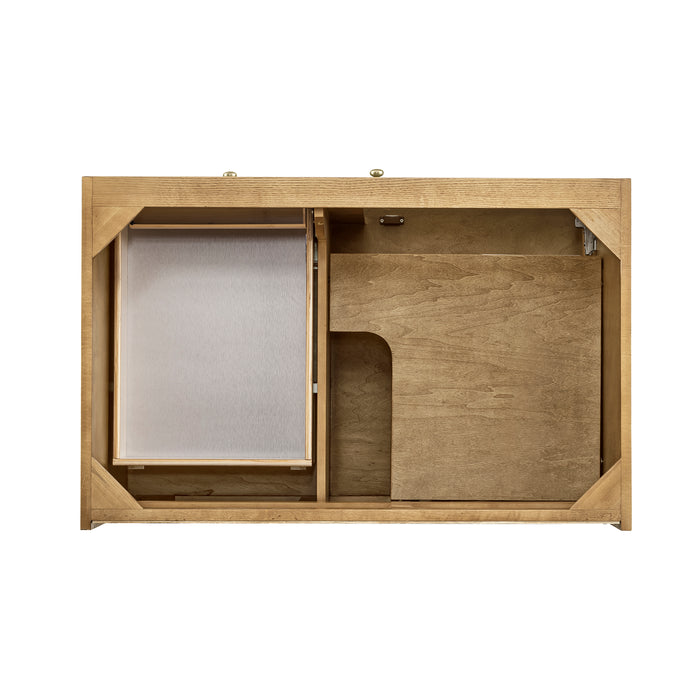 Laurent 36 in Single Vanity, Light Natural Oak w/3 cm White Zeus Top
