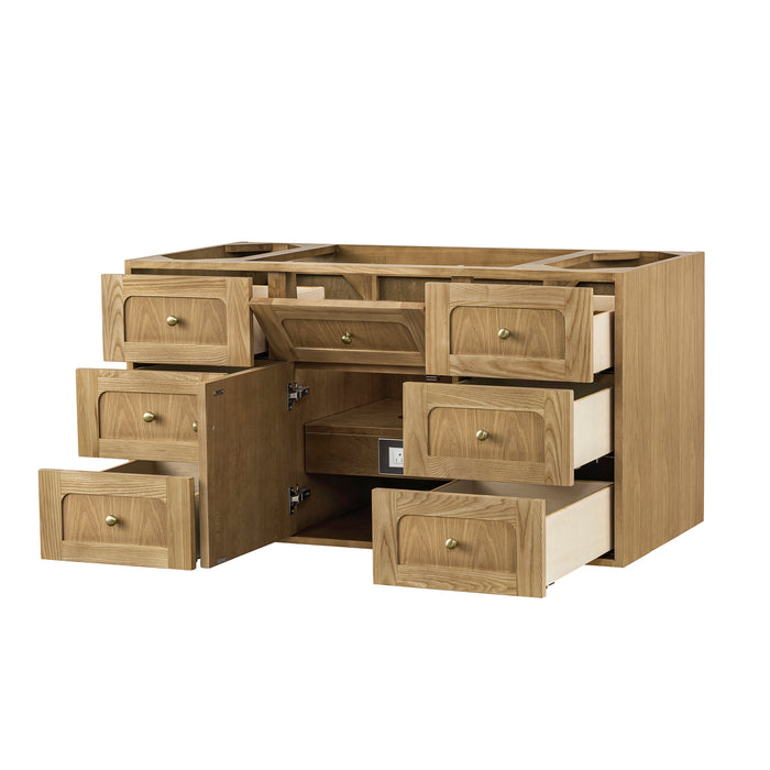 Laurent 48 in Single Vanity, Light Natural Oak w/ 3 cm White Zeus Top