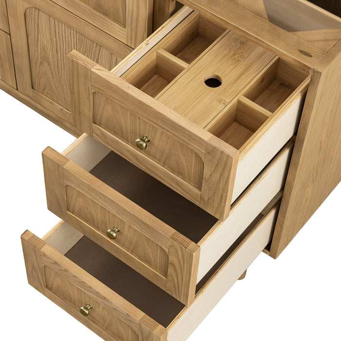 Laurent 48 in Single Vanity, Light Natural Oak w/ 3 cm White Zeus Top