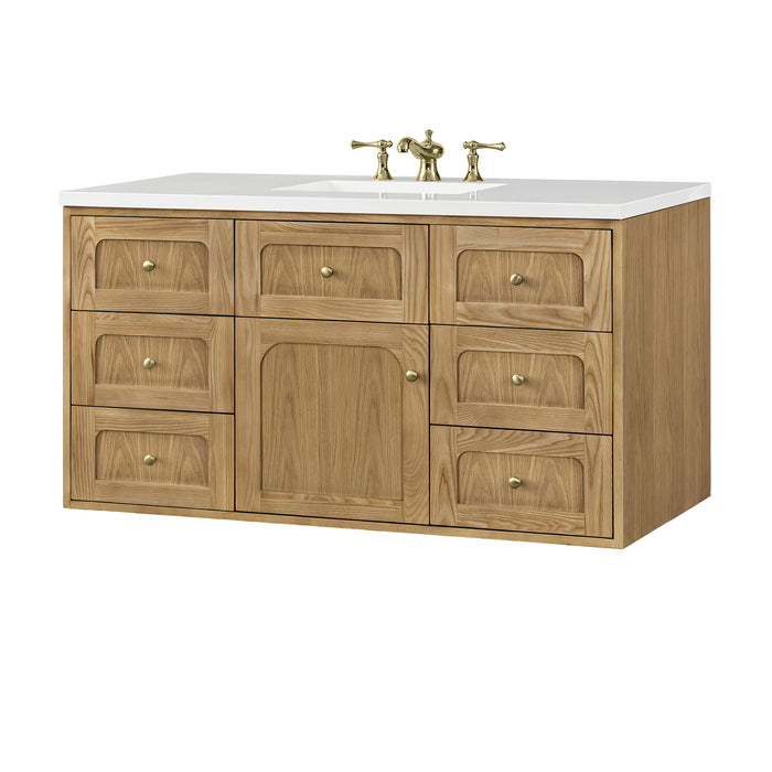 Laurent 48 in Single Vanity, Light Natural Oak w/ 3 cm White Zeus Top