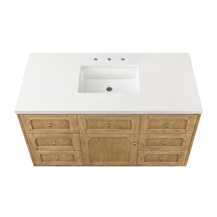 Laurent 48 in Single Vanity, Light Natural Oak w/ 3 cm White Zeus Top