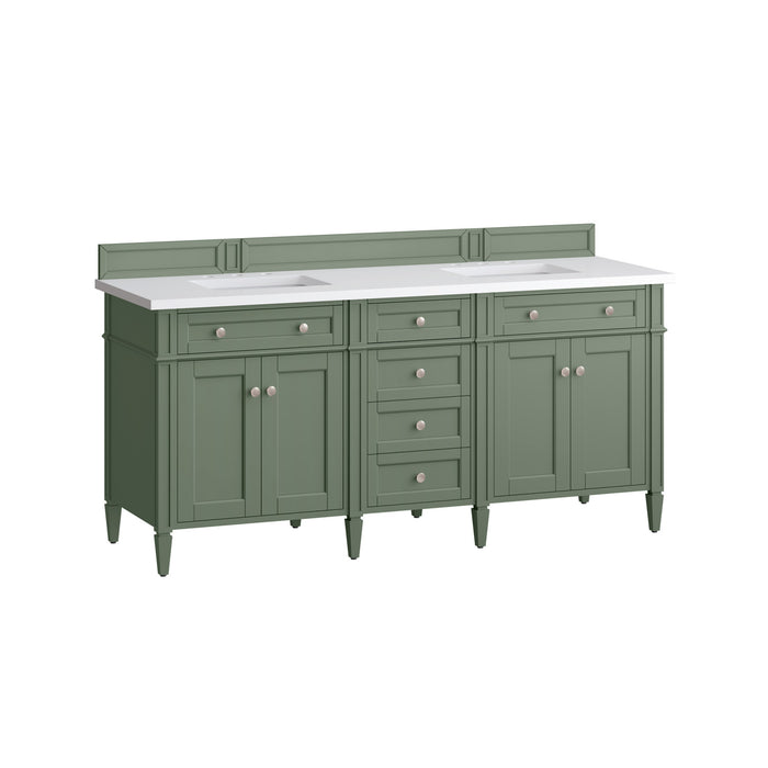 Brittany 72 in Double Vanity, Smokey Celadon w/3 cm White Zeus Top