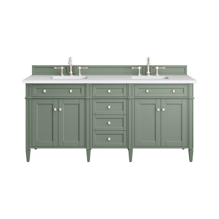 Brittany 72 in Double Vanity, Smokey Celadon w/3 cm White Zeus Top