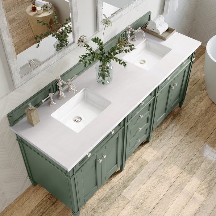 Brittany 72 in Double Vanity, Smokey Celadon w/3 cm White Zeus Top