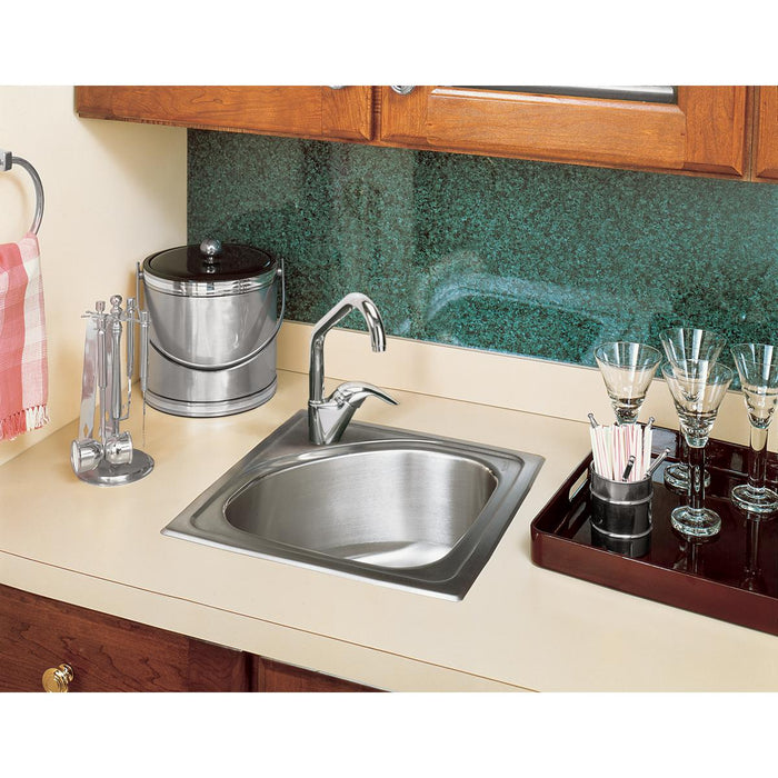Lustertone Classic Stainless Steel 15 x 15 x 6-1/2 1-Hole Single Bowl Drop-in Bar Sink