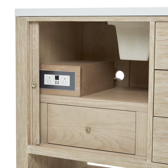 Marigot 48 in Single Vanity, Sunwashed Oak w/3 cm White Zeus Silestone Top
