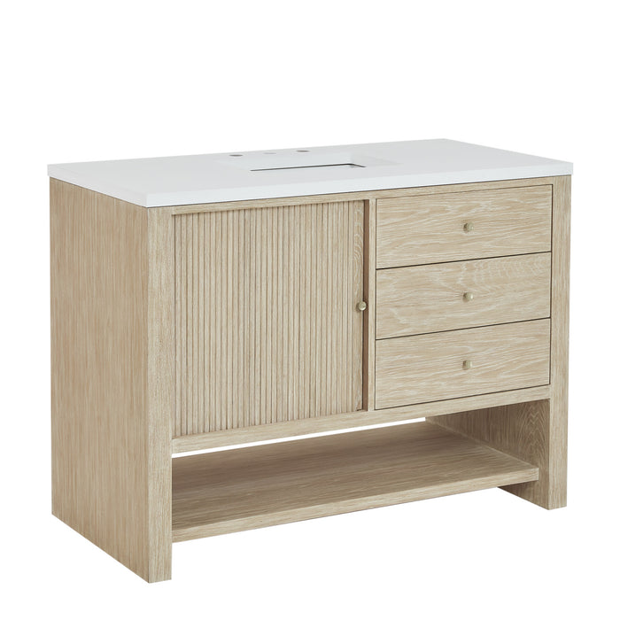 Marigot 48 in Single Vanity, Sunwashed Oak w/3 cm White Zeus Silestone Top