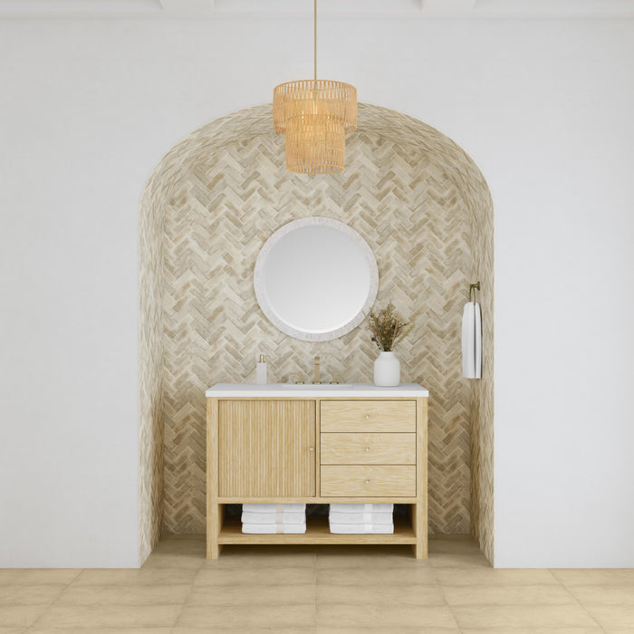 Marigot 48 in Single Vanity, Sunwashed Oak w/3 cm White Zeus Silestone Top