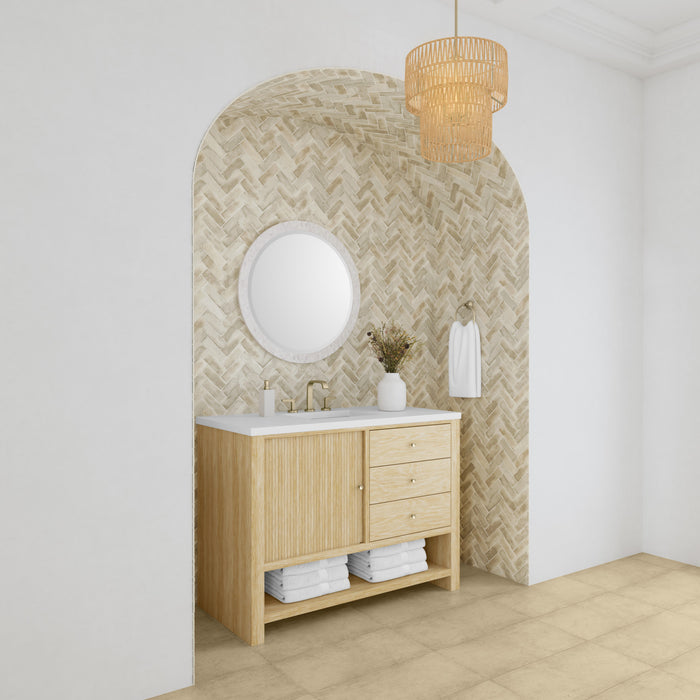 Marigot 48 in Single Vanity, Sunwashed Oak w/3 cm White Zeus Silestone Top