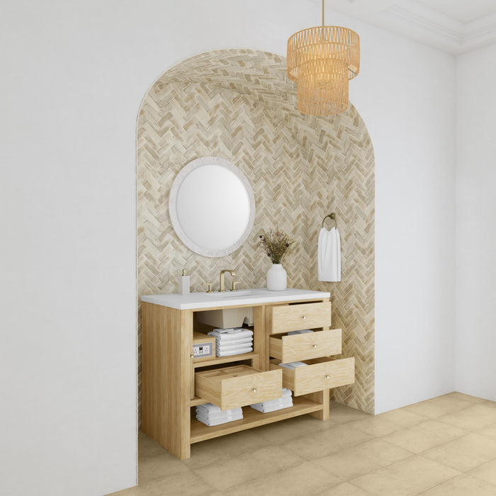 Marigot 48 in Single Vanity, Sunwashed Oak w/3 cm White Zeus Silestone Top