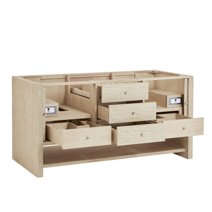 Marigot 72 in Double Vanity, Sunwashed Oak 2/3 cm White Zeus Silestone Top