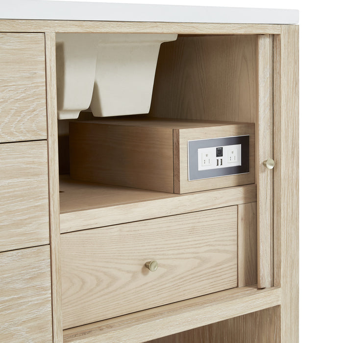 Marigot 72 in Double Vanity, Sunwashed Oak 2/3 cm White Zeus Silestone Top