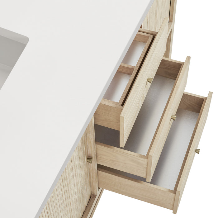 Marigot 72 in Double Vanity, Sunwashed Oak 2/3 cm White Zeus Silestone Top