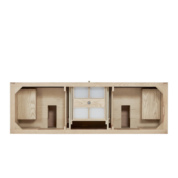 Marigot 72 in Double Vanity, Sunwashed Oak 2/3 cm White Zeus Silestone Top