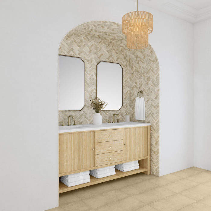 Marigot 72 in Double Vanity, Sunwashed Oak 2/3 cm White Zeus Silestone Top