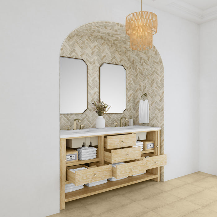 Marigot 72 in Double Vanity, Sunwashed Oak 2/3 cm White Zeus Silestone Top