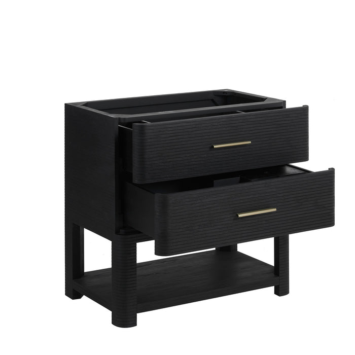 Lucian 36 in Single Vanity, Carbon Oak w/3cm Victorian Silver Silestone Top