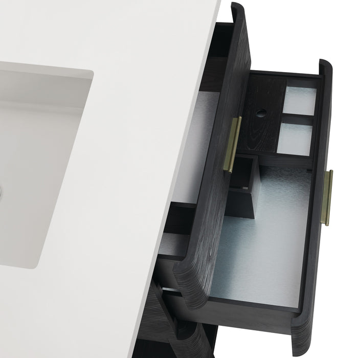 Emmeline 48 in Single Vanity, Pebble Oak w/3 cm Ethereal Noctis Silestone Top
