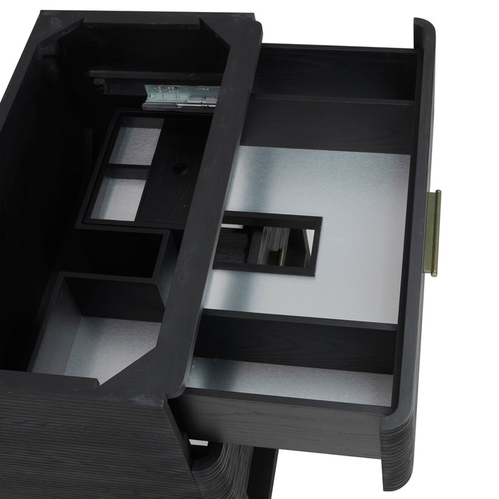 Lucian 36 in Single Vanity, Carbon Oak w/3cm Victorian Silver Silestone Top