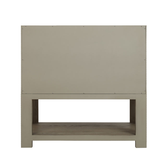 Lucian 36 in Single Vanity, Pebble Oak w/3 cm Victorian Silver Silestone Top