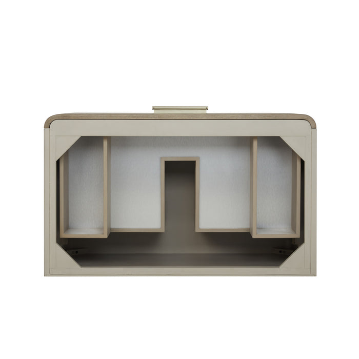 Lucian 36 in Single Vanity, Pebble Oak w/3 cm Victorian Silver Silestone Top