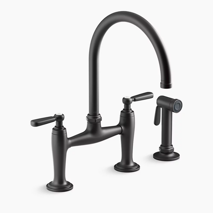 Edalyn Two-Hole Bridge Kitchen Sink Faucet w/Side Sprayer