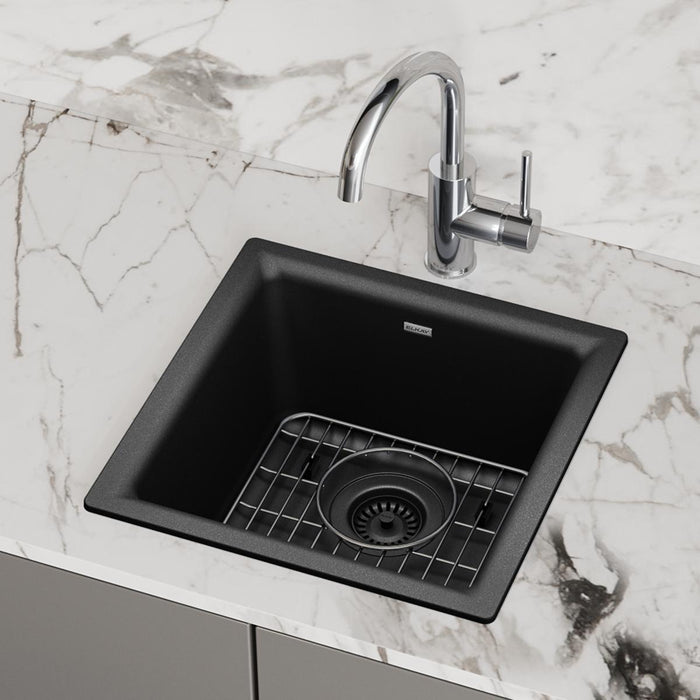 Quartz Classic 15-3/4 x 15-3/4 x 7-11/16 Single Bowl Dual Mount Bar Sink Kit