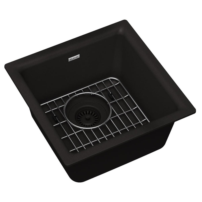 Quartz Classic 15-3/4 x 15-3/4 x 7-11/16 Single Bowl Dual Mount Bar Sink Kit