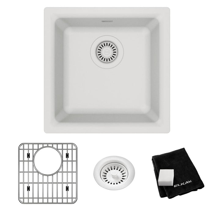 Quartz Classic 15-3/4 x 15-3/4 x 7-11/16 Single Bowl Dual Mount Bar Sink Kit