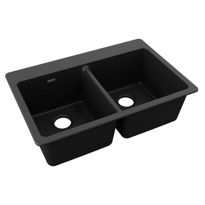 Quartz Classic 33 x 22 x 9-1/2 Equal Double Bowl Drop-in Sink