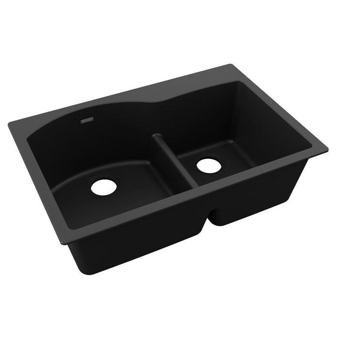 Quartz Classic 33 x 22 x 10 Offset 60/40 Double Bowl Drop-in Sink with Aqua Divide