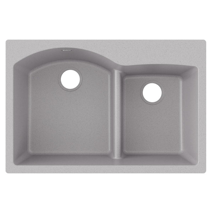 Quartz Classic 33 x 22 x 10 Offset 60/40 Double Bowl Drop-in Sink with Aqua Divide