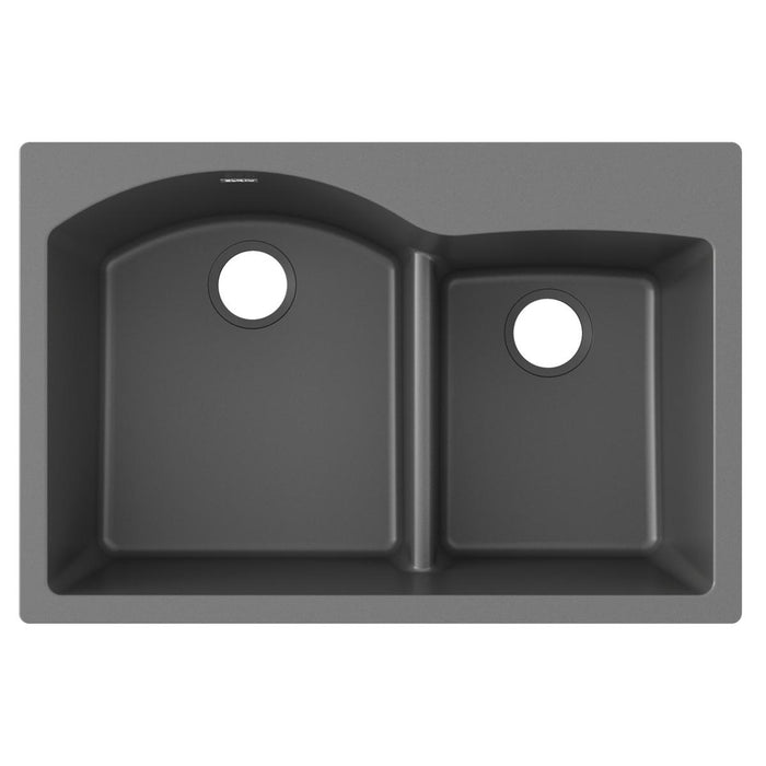 Quartz Classic 33 x 22 x 10 Offset 60/40 Double Bowl Drop-in Sink with Aqua Divide