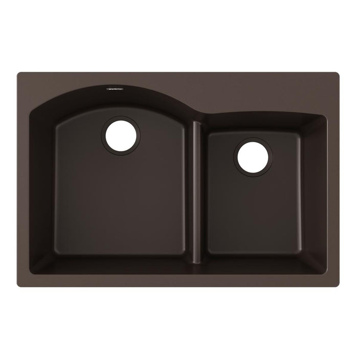 Quartz Classic 33 x 22 x 10 Offset 60/40 Double Bowl Drop-in Sink with Aqua Divide
