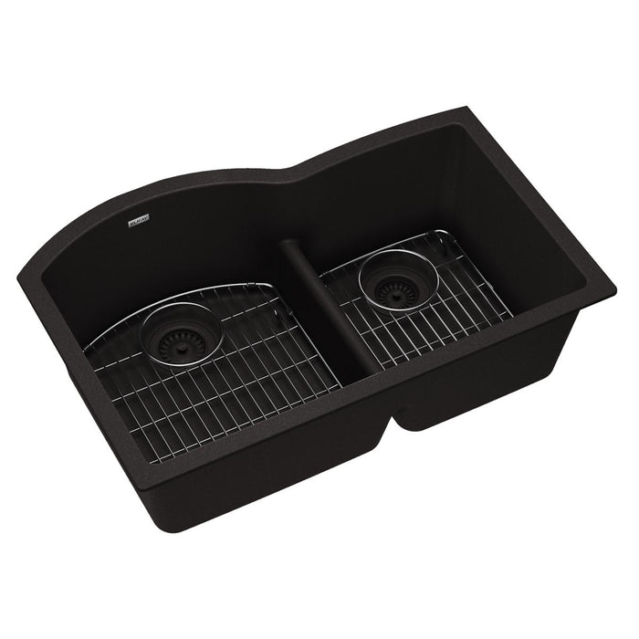 Quartz Classic Offset 60/40 Double Bowl Undermount Sink Kit with Aqua Divide