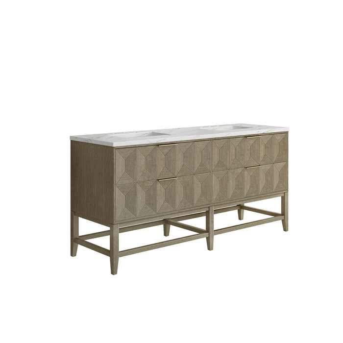 Emmeline 72 in Double Vanity, Pebble Oak w/3 cm Ethereal Noctis Top