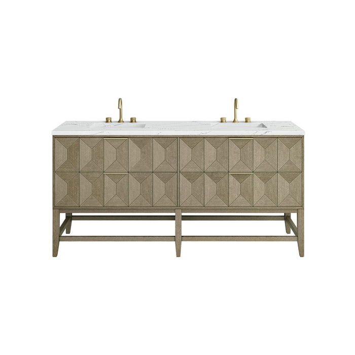 Emmeline 72 in Double Vanity, Pebble Oak w/3 cm Ethereal Noctis Top