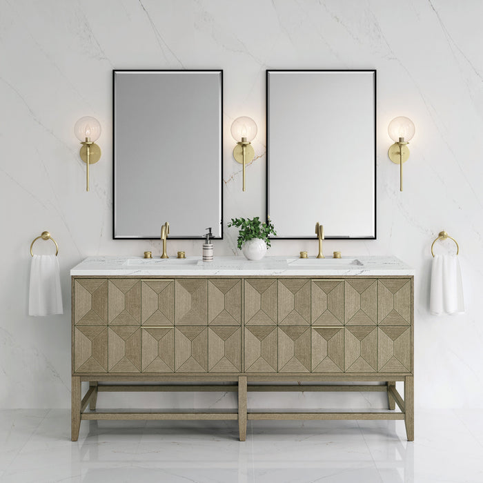 Emmeline 72 in Double Vanity, Pebble Oak w/3 cm Ethereal Noctis Top