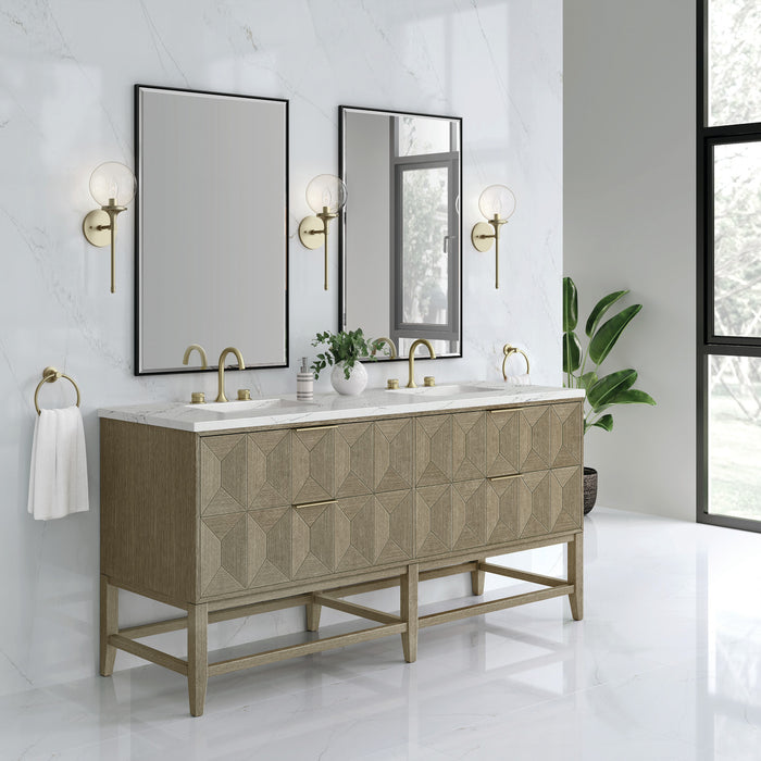 Emmeline 72 in Double Vanity, Pebble Oak w/3 cm Ethereal Noctis Top
