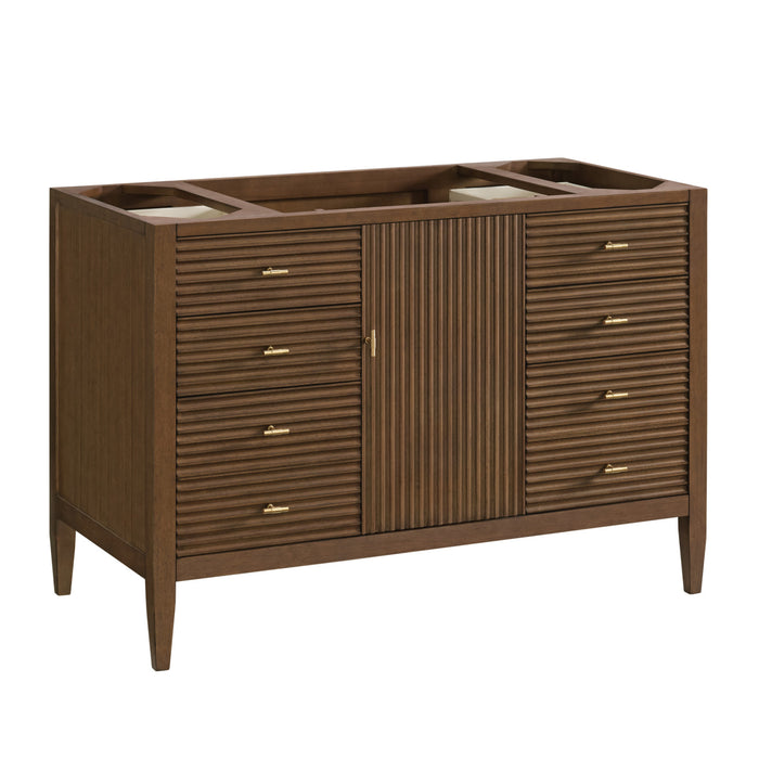 Myrrin 48 in Vanity, Mid Century Walnut w/3 cm Lime Delight Silestone Top
