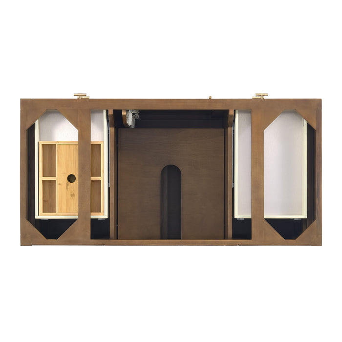 Myrrin 48 in Vanity, Mid Century Walnut w/3 cm Lime Delight Silestone Top