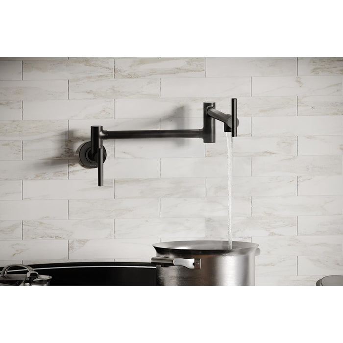 Avado Wall Mount Single Hole Pot Filler Kitchen Faucet with Lever Handles