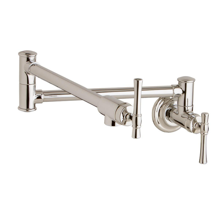 Explore Wall Mount Single Hole Pot Filler Kitchen Faucet with Lever Handles