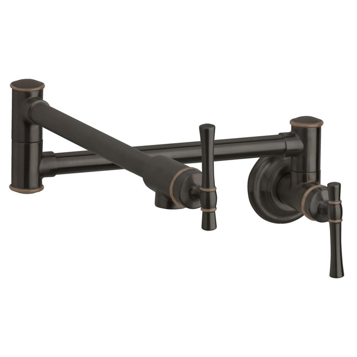 Explore Wall Mount Single Hole Pot Filler Kitchen Faucet with Lever Handles