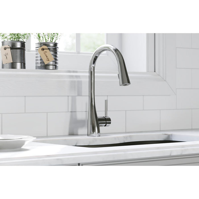 Gourmet Single Hole Kitchen Faucet with Pull-down Spray and Forward Only Lever Handle