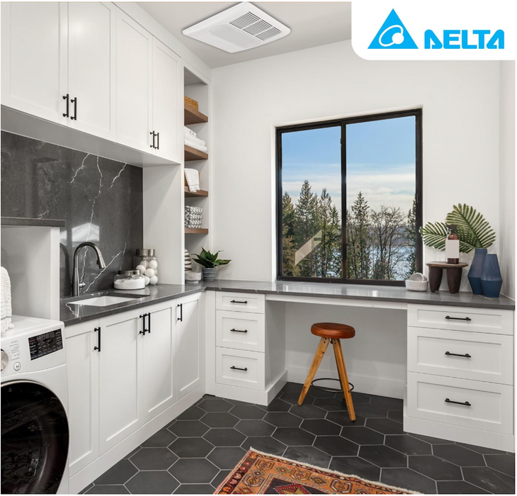 Delta Breez Bathroom Exhaust Fan with Light, Heater & Thermostat