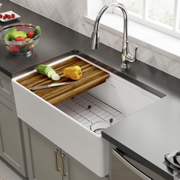 Fireclay Single Bowl Farmhouse Workstation Sink Kit