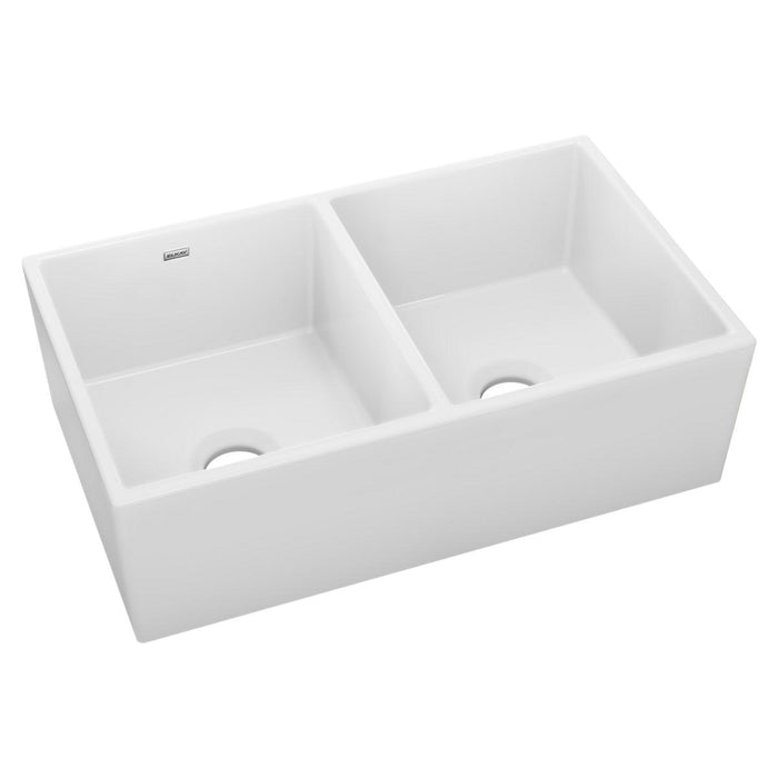 Fireclay Equal Double Bowl Farmhouse Sink